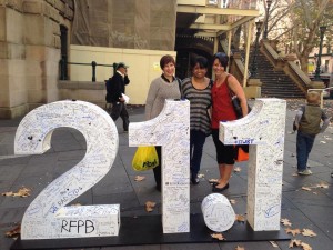 Donna Read, Renai McArdle and Sabrina Manickam at the Sydney Morning Herald Half Marathon Expo. 